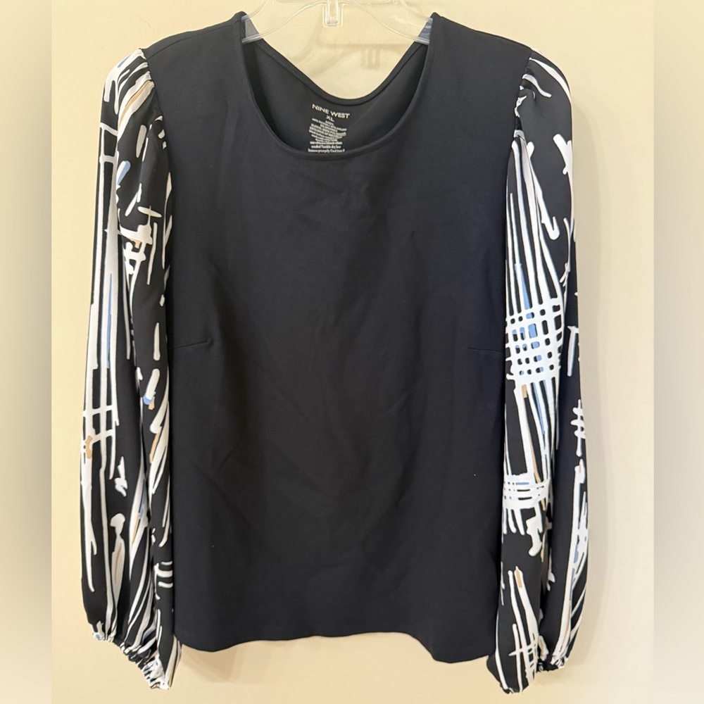 Nine West Black Top with Decorative Sleeves